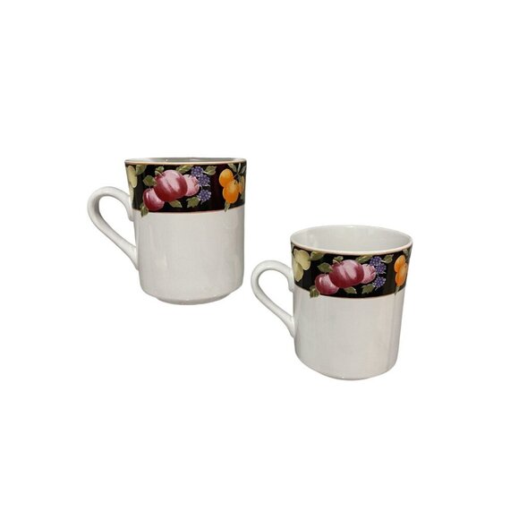 Vitromaster Fruit Garden Stoneware Set of 2 Coffee Mugs Tea Cups - Picture 3 of 6